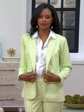 Susan Graver Plus Size 2x: NEW Women's Lime Gingham Blazer Jacket